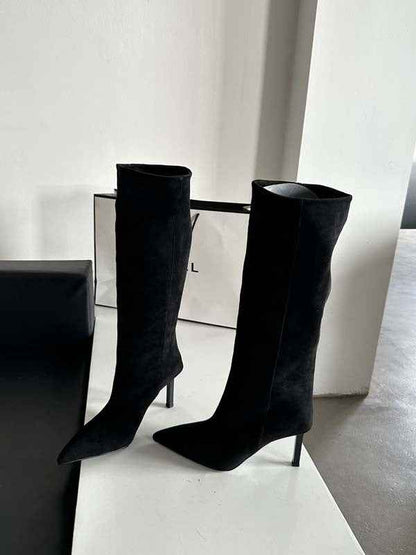 Damen Stiefel Wildleder Look Elegant