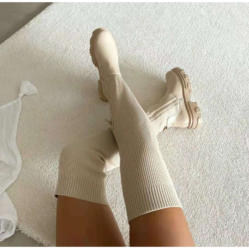 Elegante Stiefel Stretch Reißverschluss Komfort