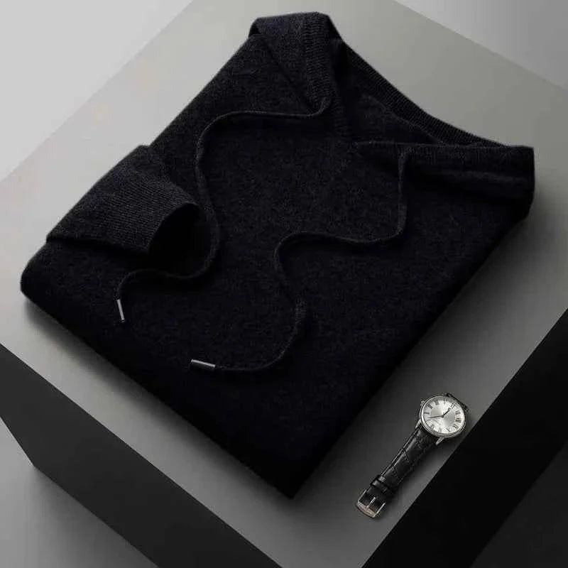 Herren Strickpullover Warm Kapuze