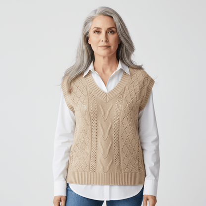 Damen Strickweste V-Ausschnitt Elegent