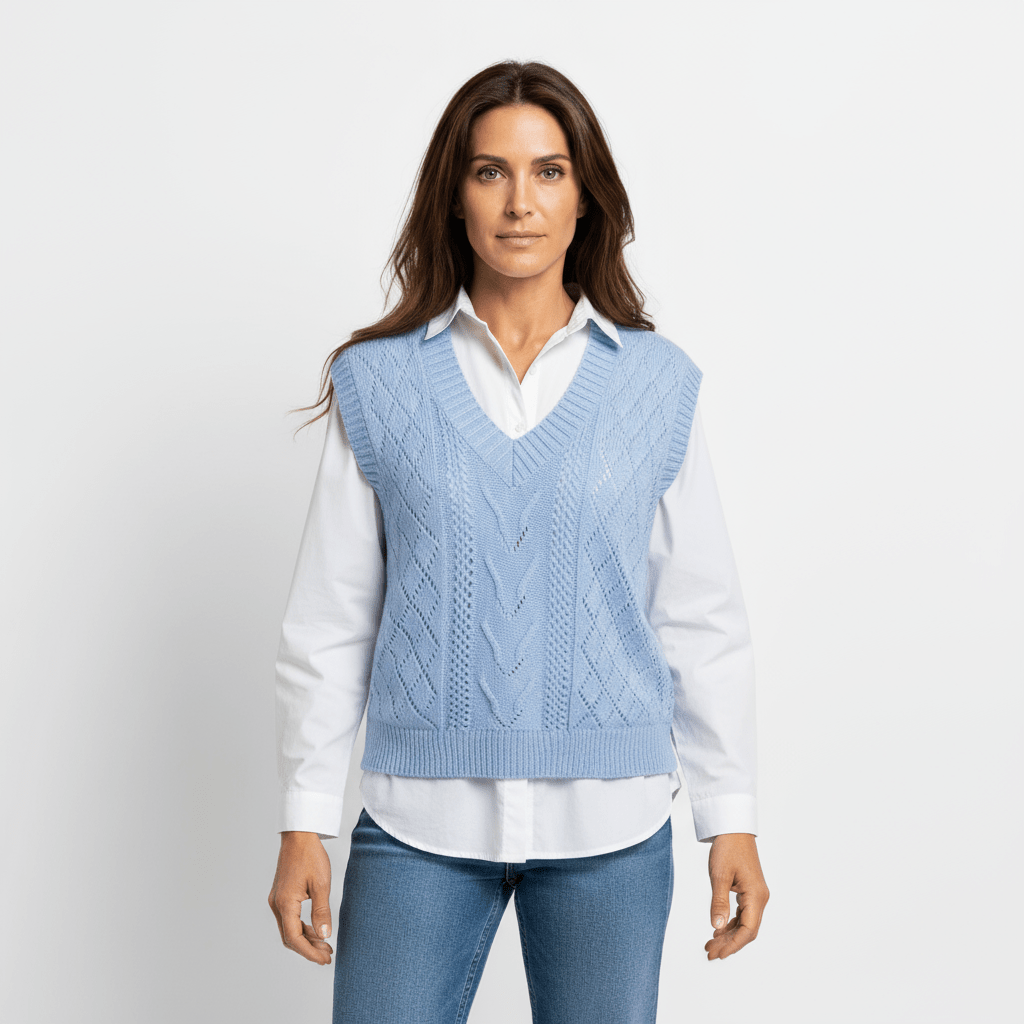 Damen Strickweste V-Ausschnitt Elegent
