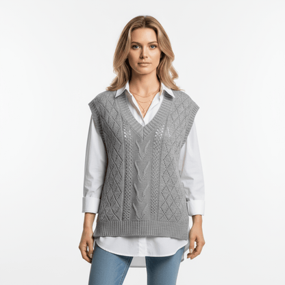 Damen Strickweste V-Ausschnitt Elegent - IdealeKleiden