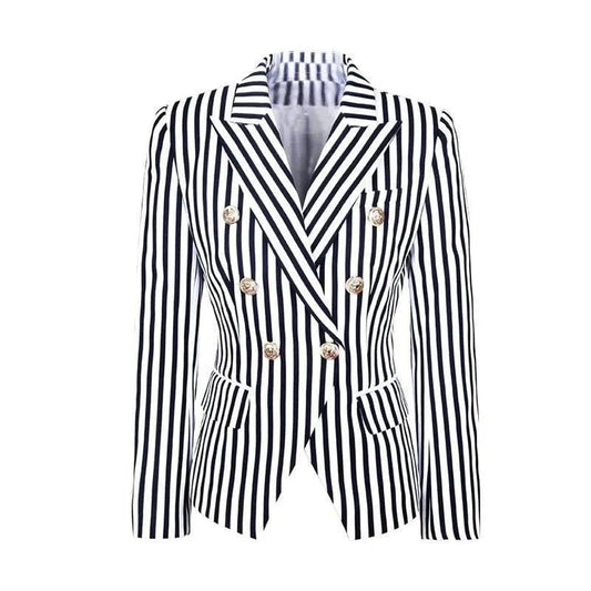 Modischer Blazer Damen Streifenmuster Elegant - IdealeKleiden