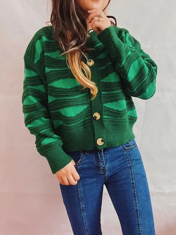 Stilvolle Damenkleidung | Rundhals Strickjacke Kurz