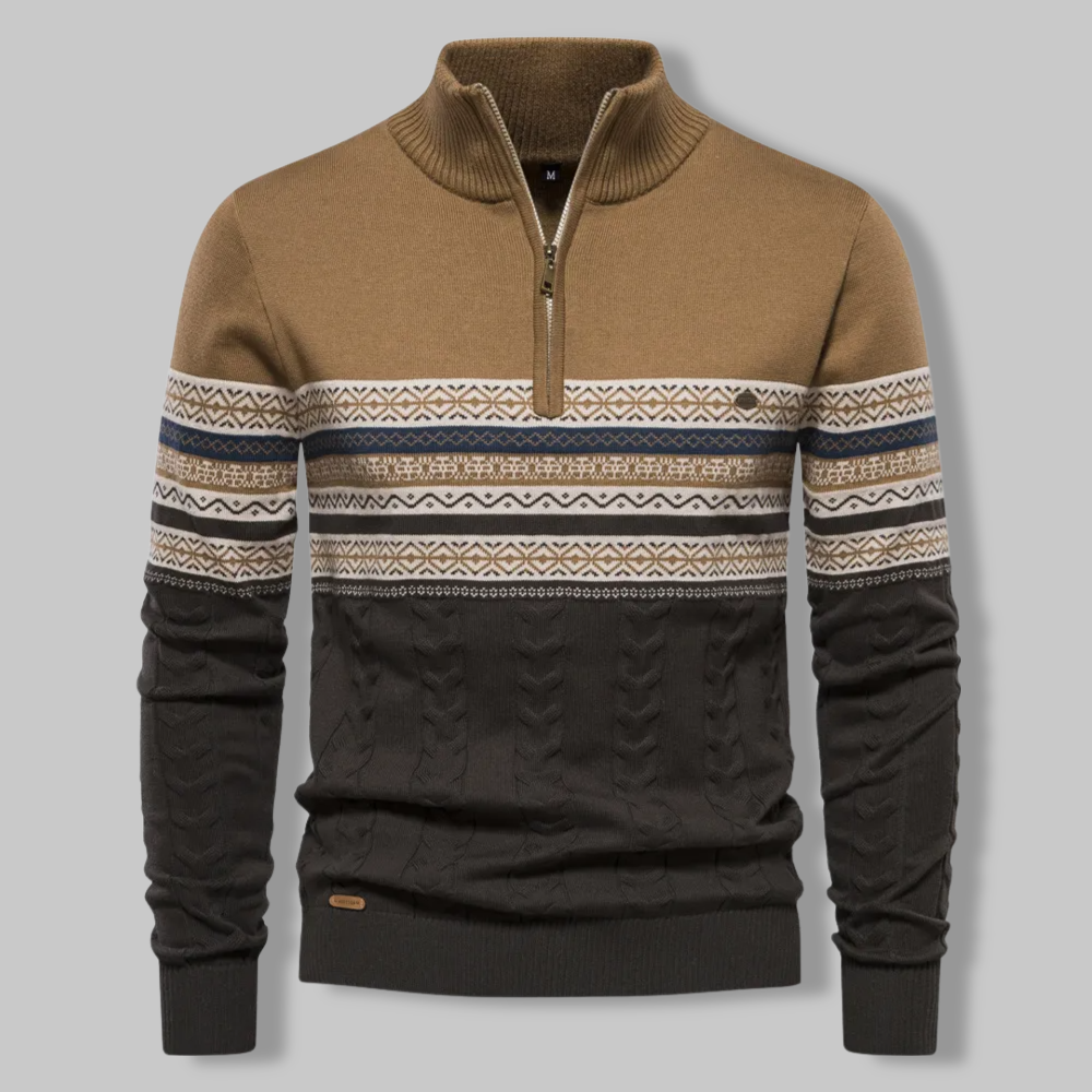 Modischer Streifenpullover mit Reißverschluss