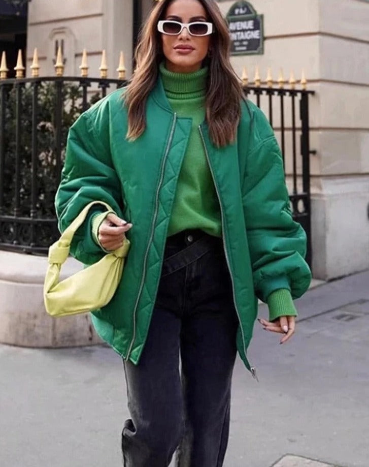 Modische Damenjacke Bergère Stil Zip - IdealeKleiden