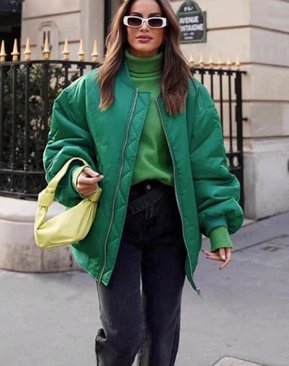 Modische Damenjacke Bergère Stil Zip - IdealeKleiden