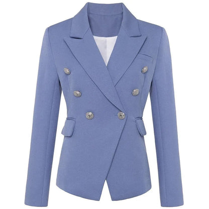 Eleganter Doppelreihen Blazer Damen Modisch Schwarz