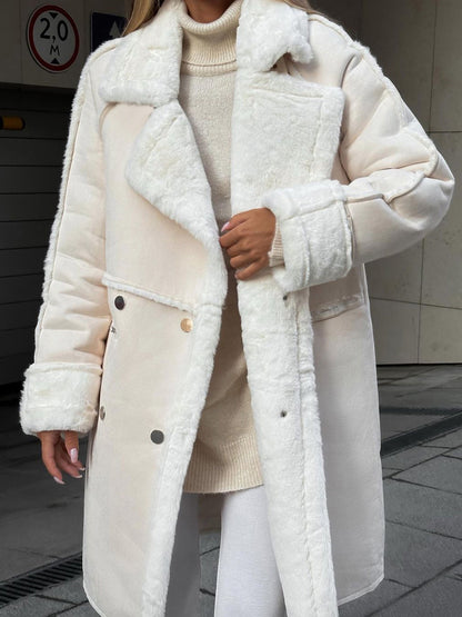 Stylisher Damenmantel Lang Polarfleece Warm - IdealeKleiden
