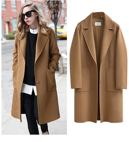 Elegante Damenjacke Lang Mantel Stil