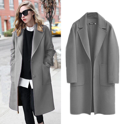 Elegante Damenjacke Lang Mantel Stil