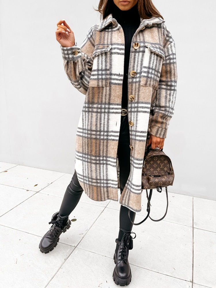 Karo Jacke Frauen Trendig Nostalgisch