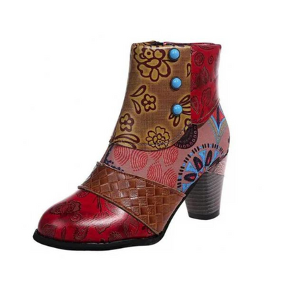 Retro Lederstiefel Damen Chic Vintage