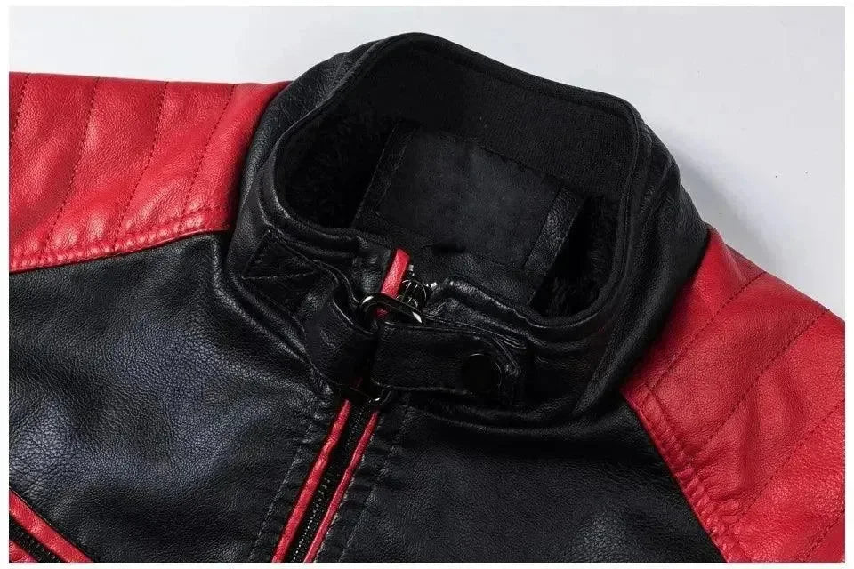 Stilvolle Herren Lederjacke Slim Fit Bikerlook - IdealeKleiden