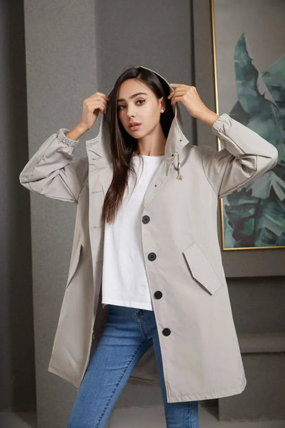 Stylischer Damen Trenchcoat Wasserabweisend - IdealeKleiden