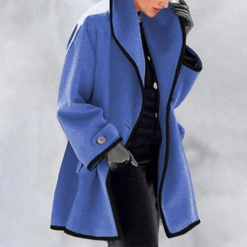 Damen Winter Trenchcoat Wolle Warm Doppelknopf