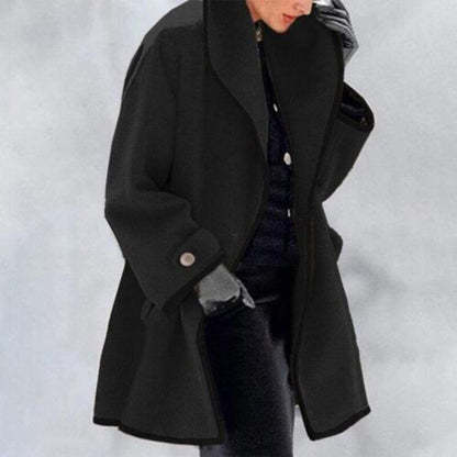 Damen Winter Trenchcoat Wolle Warm Doppelknopf