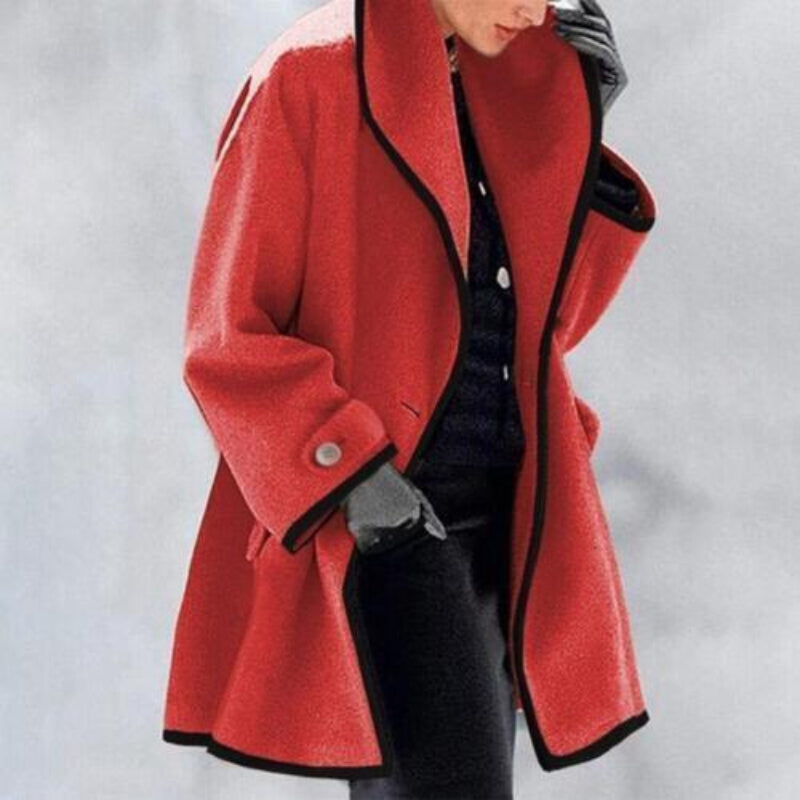Damen Winter Trenchcoat Wolle Warm Doppelknopf