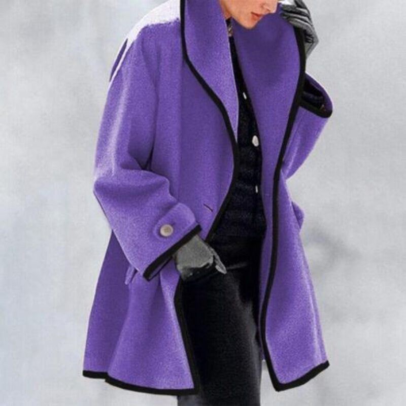 Damen Winter Trenchcoat Wolle Warm Doppelknopf