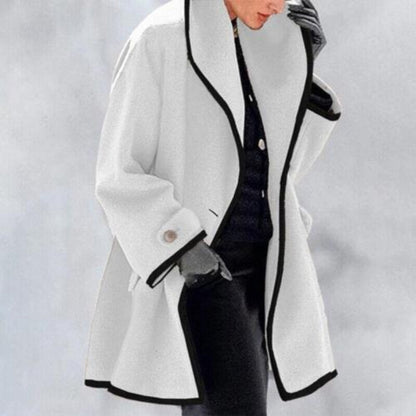 Damen Winter Trenchcoat Wolle Warm Doppelknopf