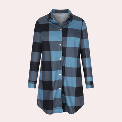 Herbstjacke Damen Karomuster Midi Länge