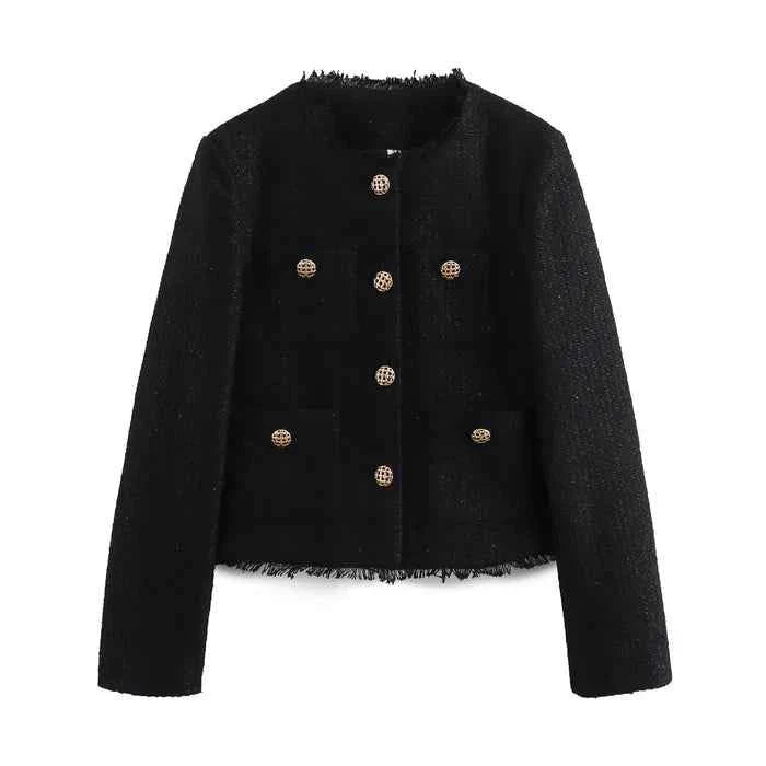 Schlanker Bouclé-Blazer mit Luxusknöpfen