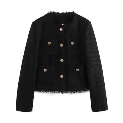 Schlanker Bouclé-Blazer mit Luxusknöpfen