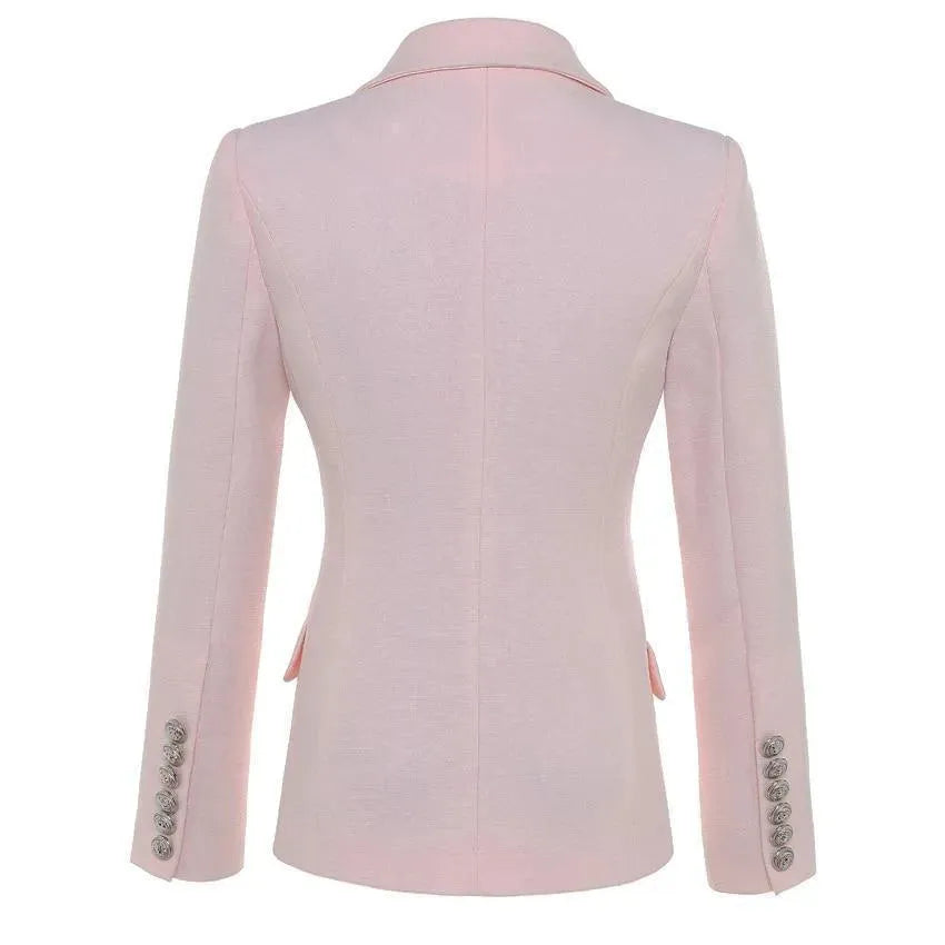 Stilvoller Damen Blazer Rosa - Business Chic Einfach - IdealeKleiden