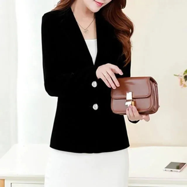 Eleganter Damen Blazer Zart Samt Optik - IdealeKleiden