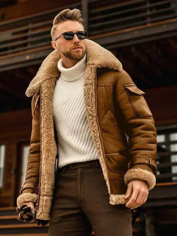 Herren Winterparka Dicker Fellmantel