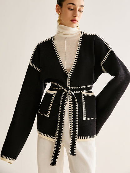 Stylische Strickjacke Damen Gürtel Look