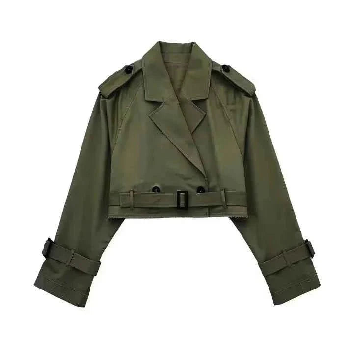 Damen Trenchcoat Klassisch Kurz