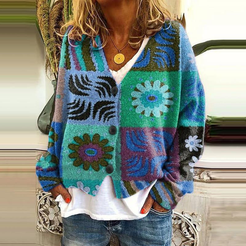 Modischer Patchwork Kardigan Damen