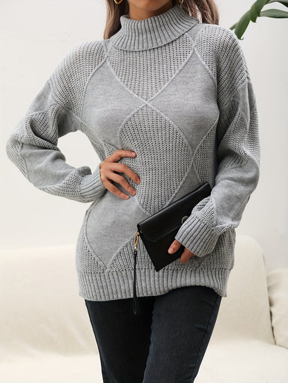 Modischer Einfarbiger Pullover Rollkragen Stil - IdealeKleiden