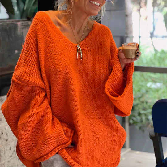 Stylish Damen Pullover V-Ausschnitt Modern - IdealeKleiden