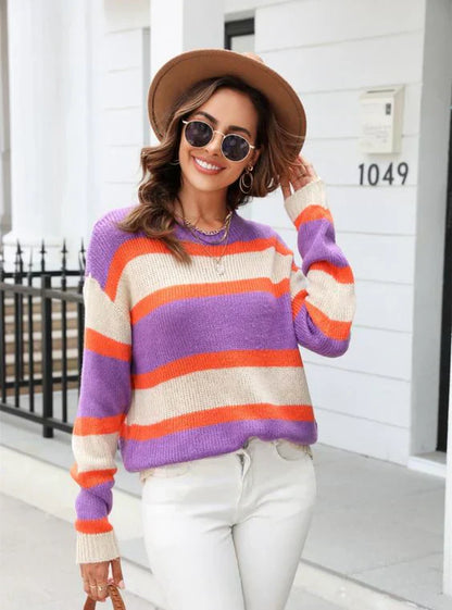 Buntgestreifter Pullover Modern Multicolor - IdealeKleiden