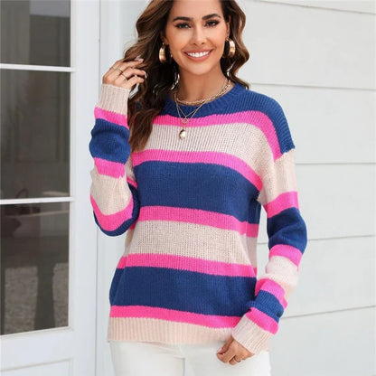 Buntgestreifter Pullover Modern Multicolor