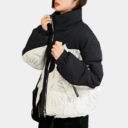 Warme Winterjacke Frauen Elegant Schwarz