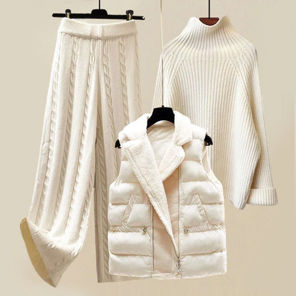Elegantes 3-Teiliges Strickoutfit Damen