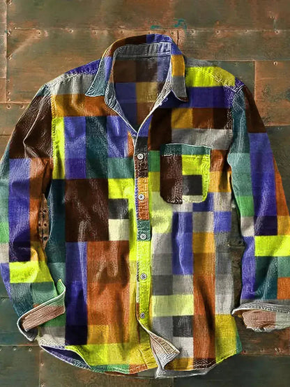 Herren Hemd Lässig Patchwork Style