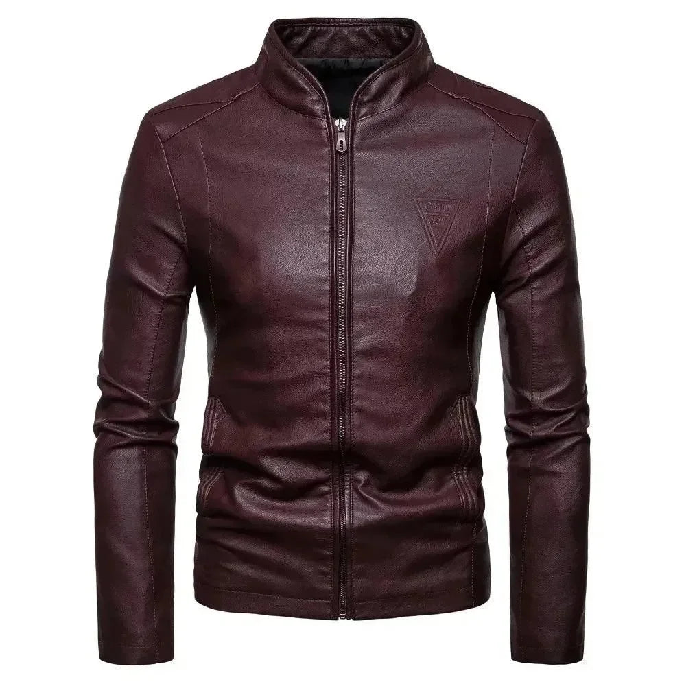 Modische Lederjacke Slim Fit Stil