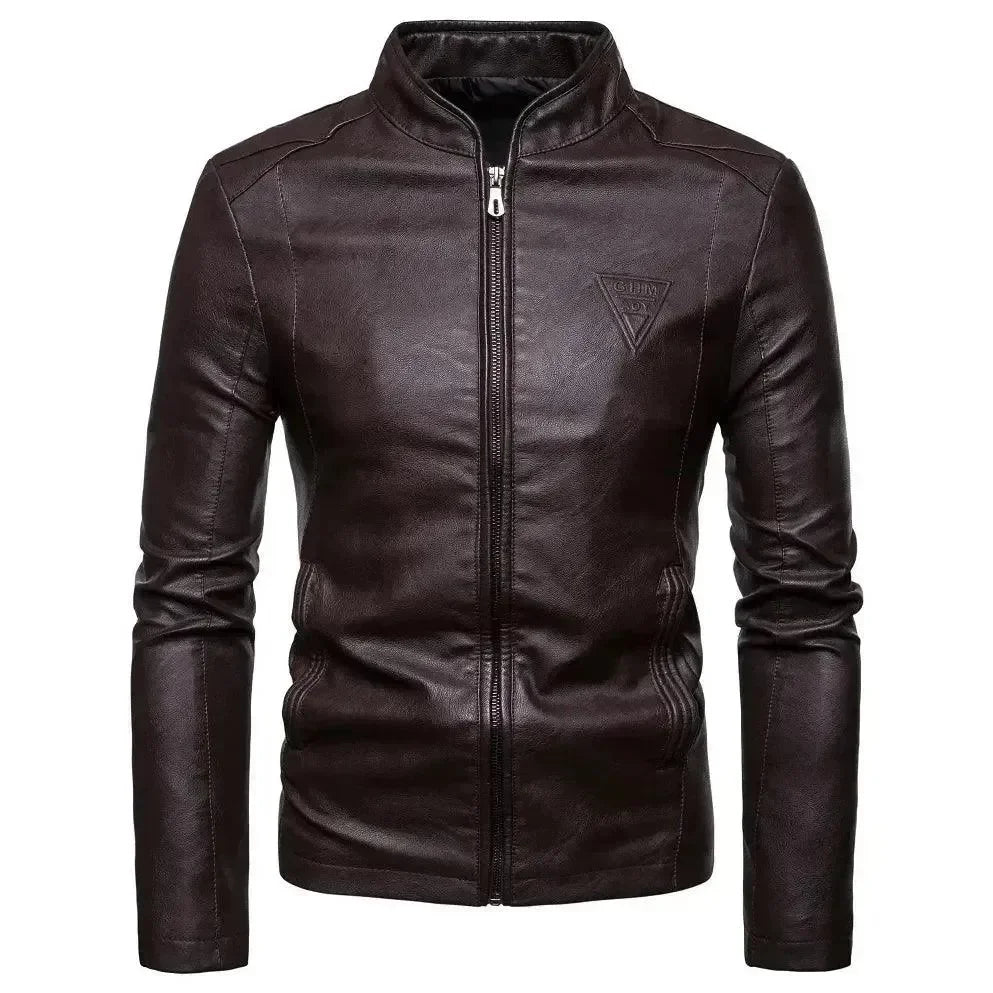 Modische Lederjacke Slim Fit Stil