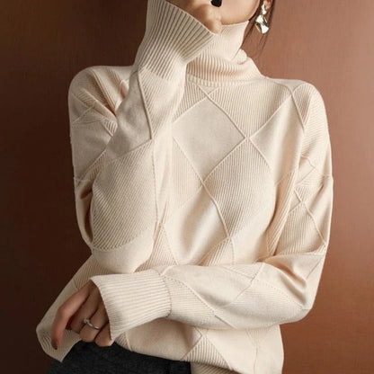 Damen Rollkragenpullover Baumwolle Bequem Warm