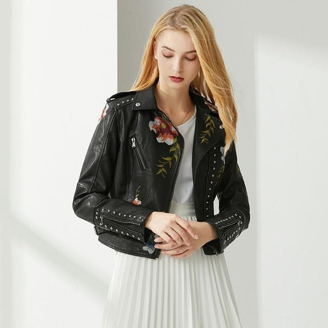 Stylische Kunstlederjacke Frauen