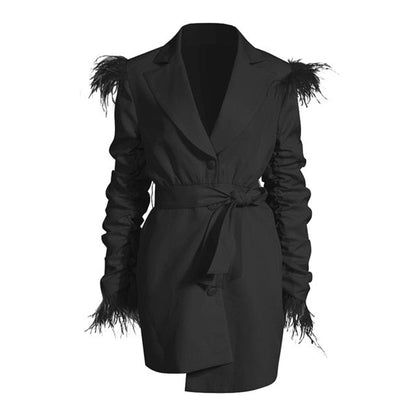 Dramatischer Frauen Mantel Elegant Schwarz - IdealeKleiden