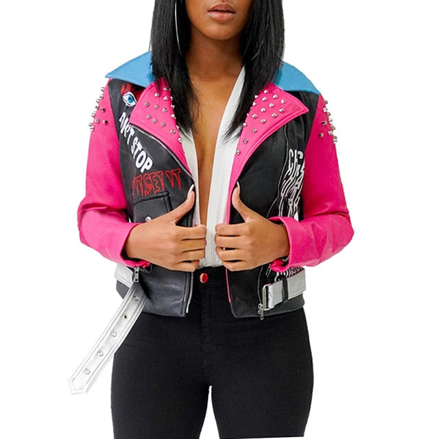 Fuchsia Damenjacke Mit Auffälligem Druck