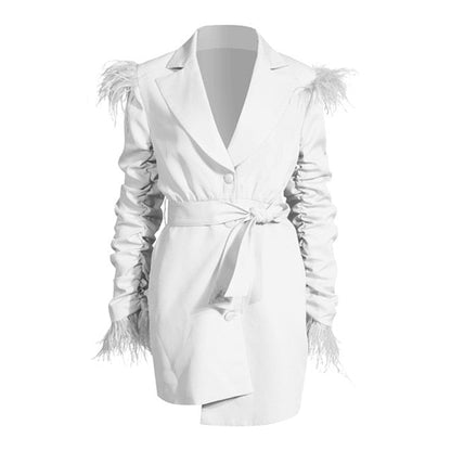 Dramatischer Frauen Mantel Elegant Schwarz