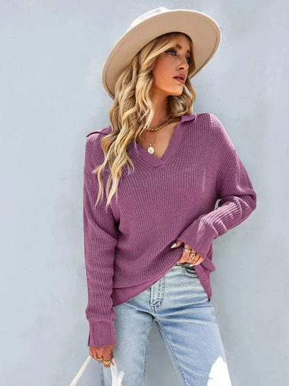 Modische Polo Damen Oberteil Kaschmir Look