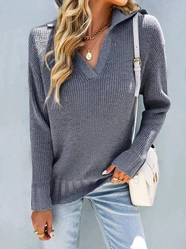 Modische Polo Damen Oberteil Kaschmir Look