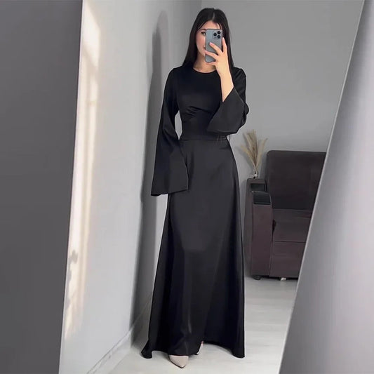 Elegantes Damen Maxikleid Langärmlig Tailliert - IdealeKleiden
